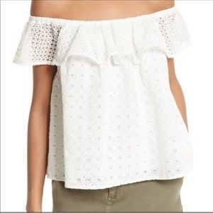 Rebecca Minkoff White Celestine Eyelet Ruffle Top